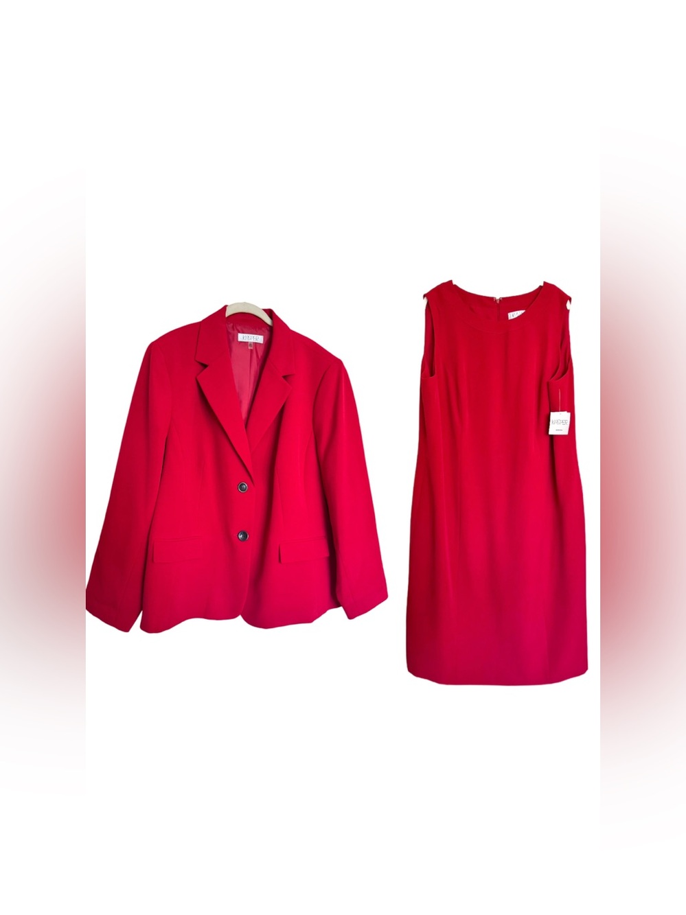 Kasper Dress Suit Two-Piece Set Dress Blazer Jacket Sz 20W Fire Red Sheath NEW